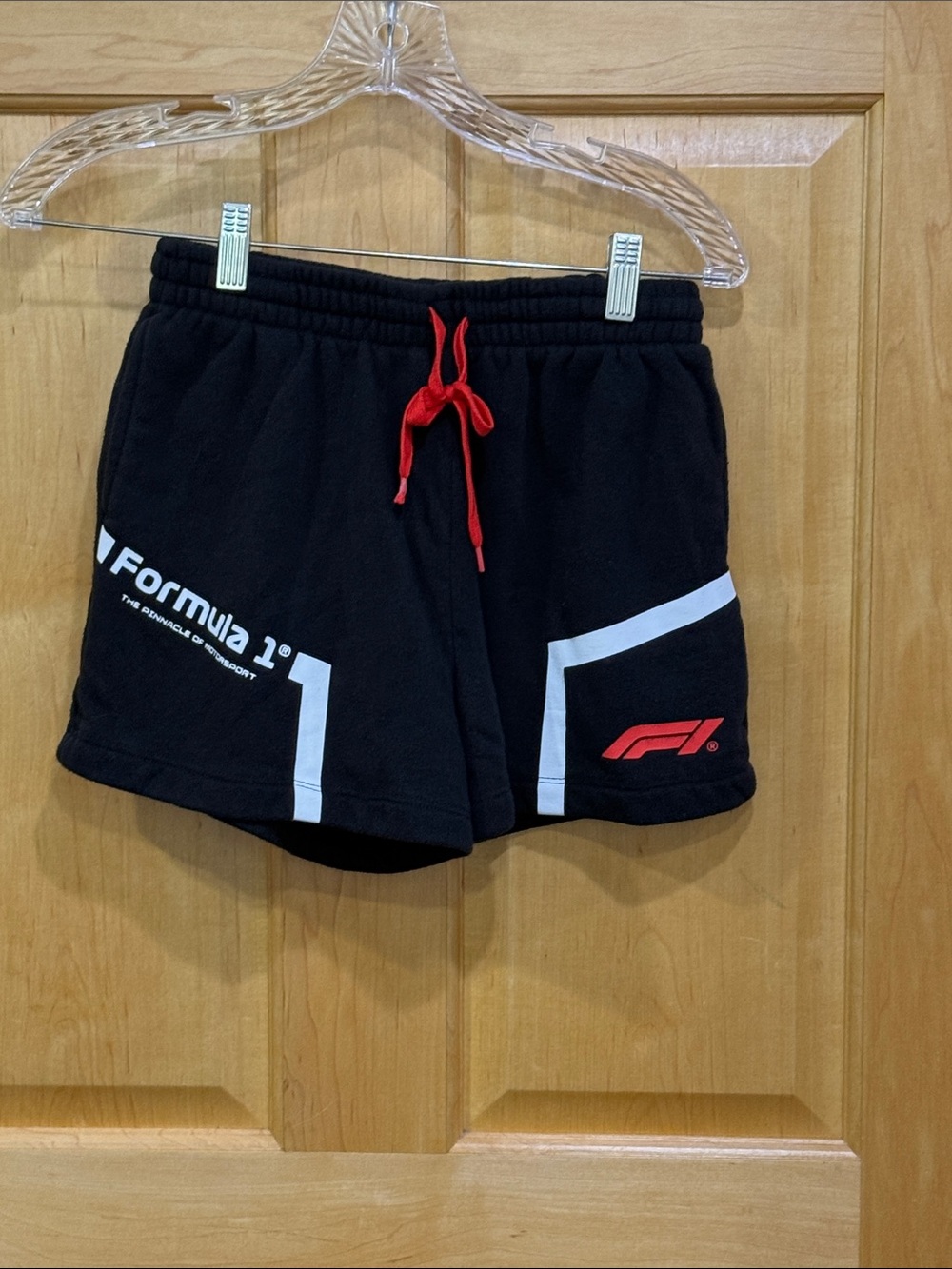 Hybrid Apparel formula 1 Black Athletic Shorts with Red Drawstring size S